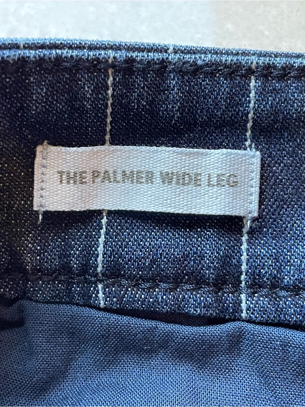 LOFT Palmer Wide Leg Jeans | Blue/White Pinstripe - Picture 7 of 12